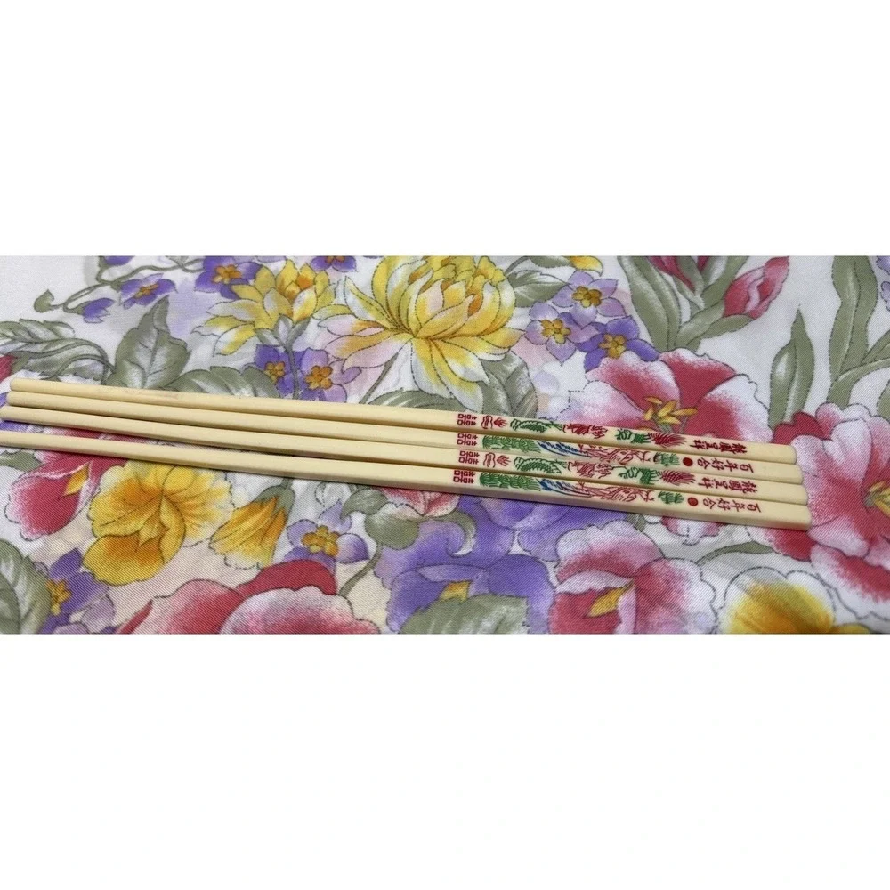 VTG Asian Dragon Phoenix Chopsticks Set 2 Pair 10.5